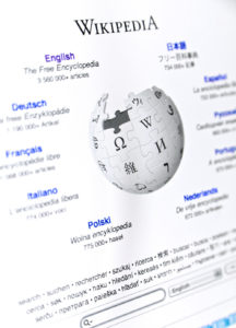 Saint Louis, Missouri, USA - February 18, 2011: A photo of the main launch screen for Wikipedia's website. Launched in 2001, Wikipedia contains over 18 million articles written and edited by volunteers around the world.